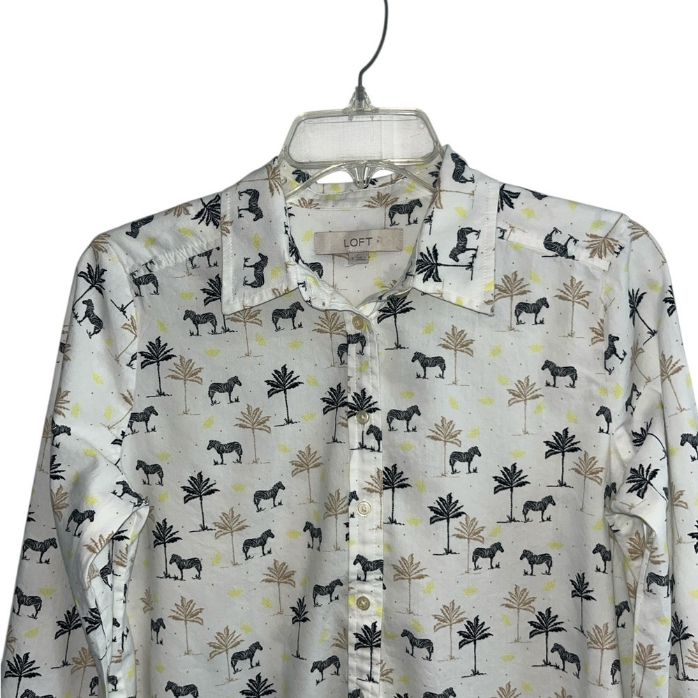 LOFT Zebra and Palm Print Blouse Size Small - Picture 5 of 10